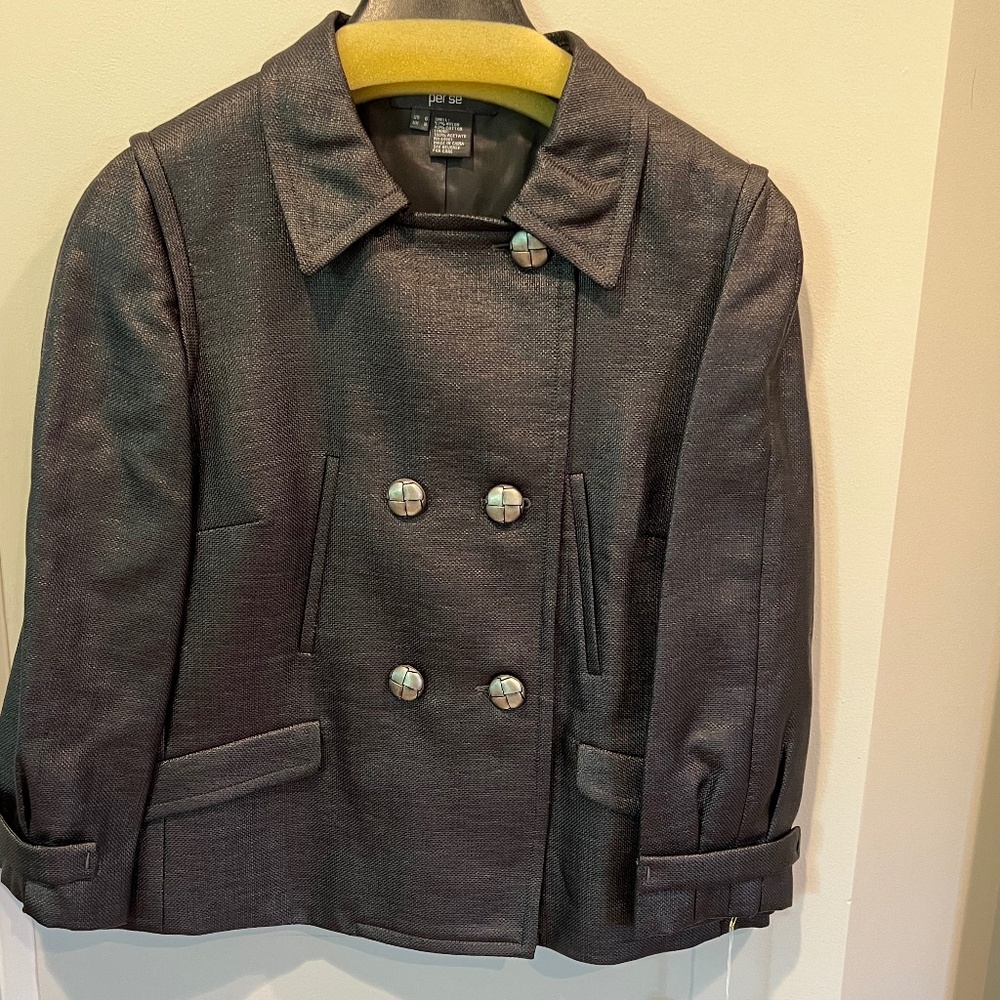 Per Se Dark Gray/Black Tweed blazer size 6
